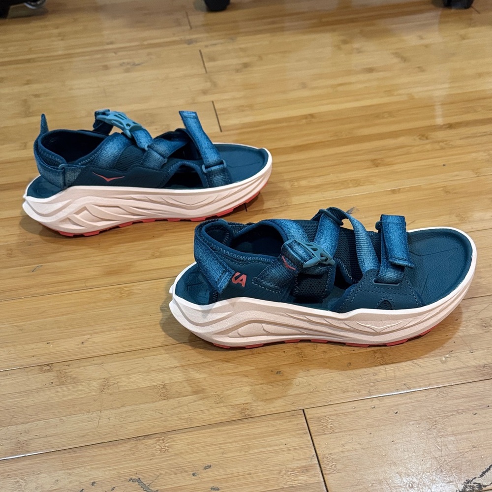 Hoka One One Navy Sandals with Pink Soles - Picture 3 of 10